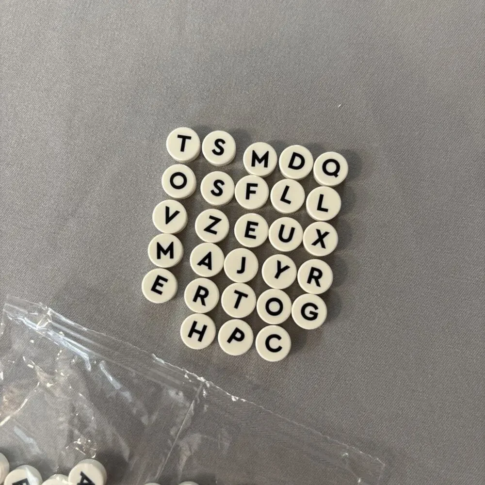 Lego Alphabet Letter Tiles White Round 1x1 Spell Names ABC's, Set of 64